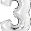 Erikoisilmapallot>Riethmüeller Numerofolio 3 hopeanvärinen puhallettava 35 cm
