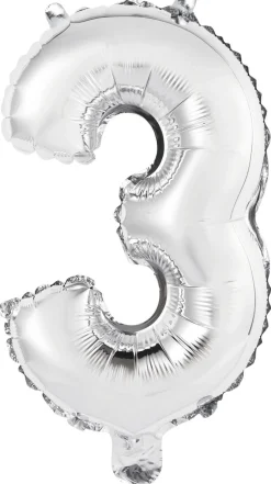 Erikoisilmapallot>Riethmüeller Numerofolio 3 hopeanvärinen puhallettava 35 cm