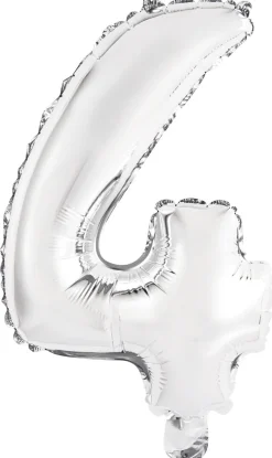 Erikoisilmapallot>Riethmüeller Numerofolio 4 hopeanvärinen puhallettava 35 cm