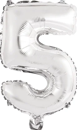 Erikoisilmapallot>Riethmüeller Numerofolio 5 hopeanvärinen puhallettava 35 cm