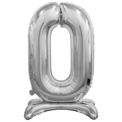 Numerofoliopallot|Erikoisilmapallot>GoDan S.A., ul. Atlasowa 17, 02-437 Warszawa, www.godan.pl Numerofolio 0 jalustalla hopeanvärinen 74 cm
