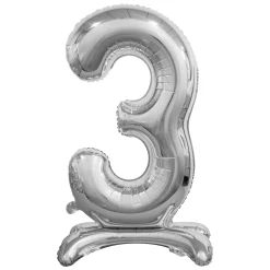 Numerofoliopallot|Erikoisilmapallot>GoDan S.A., ul. Atlasowa 17, 02-437 Warszawa, www.godan.pl Numerofolio 3 jalustalla hopeanvärinen 74 cm