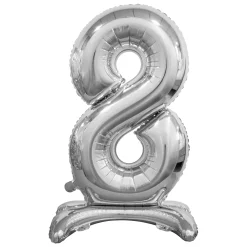 Numerofoliopallot|Erikoisilmapallot>GoDan S.A., ul. Atlasowa 17, 02-437 Warszawa, www.godan.pl Numerofolio 8 jalustalla hopeanvärinen 74 cm
