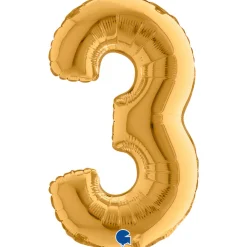 Numerofoliopallot|Erikoisilmapallot>Grabo Numerofolio 3 kullanvärinen puhallettava 35 cm