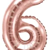 Numerofoliopallot|Erikoisilmapallot>PartyDeco sp. z o.o. sp. k., ul. Kolumba 1, 70-035 Szczecin, www.partydeco.com Numerofolio 6 ruusukullanvärinen ilmatäytteinen 35 cm