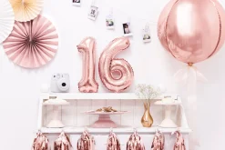 Numerofoliopallot|Erikoisilmapallot>PartyDeco sp. z o.o. sp. k., ul. Kolumba 1, 70-035 Szczecin, www.partydeco.com Numerofolio 6 ruusukullanvärinen ilmatäytteinen 35 cm