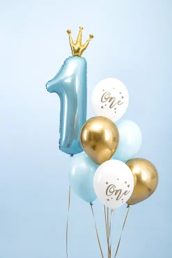 Syntymäpäivät|Syntymäpäivät>PartyDeco sp. z o.o. sp. k., ul. Kolumba 1, 70-035 Szczecin, www.partydeco.com One ilmapallo 30 cm kulta ja vaaleansininen 6 kpl/pss