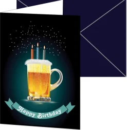 Muut Juhlatarvikkeet|Kortit>ALVARAK GROUP a.s., Kanadská 775, 39111 Planá nad Lužnicí, www.alvarak.com Onnittelukortti 12 x 17 cm Happy birthday oluttuoppi