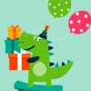 Dinosaurukset|Muut Juhlatarvikkeet>ALVARAK GROUP a.s., Kanadská 775, 39111 Planá nad Lužnicí, www.alvarak.com Onnittelukortti 12 x 17 cm Iloinen dino
