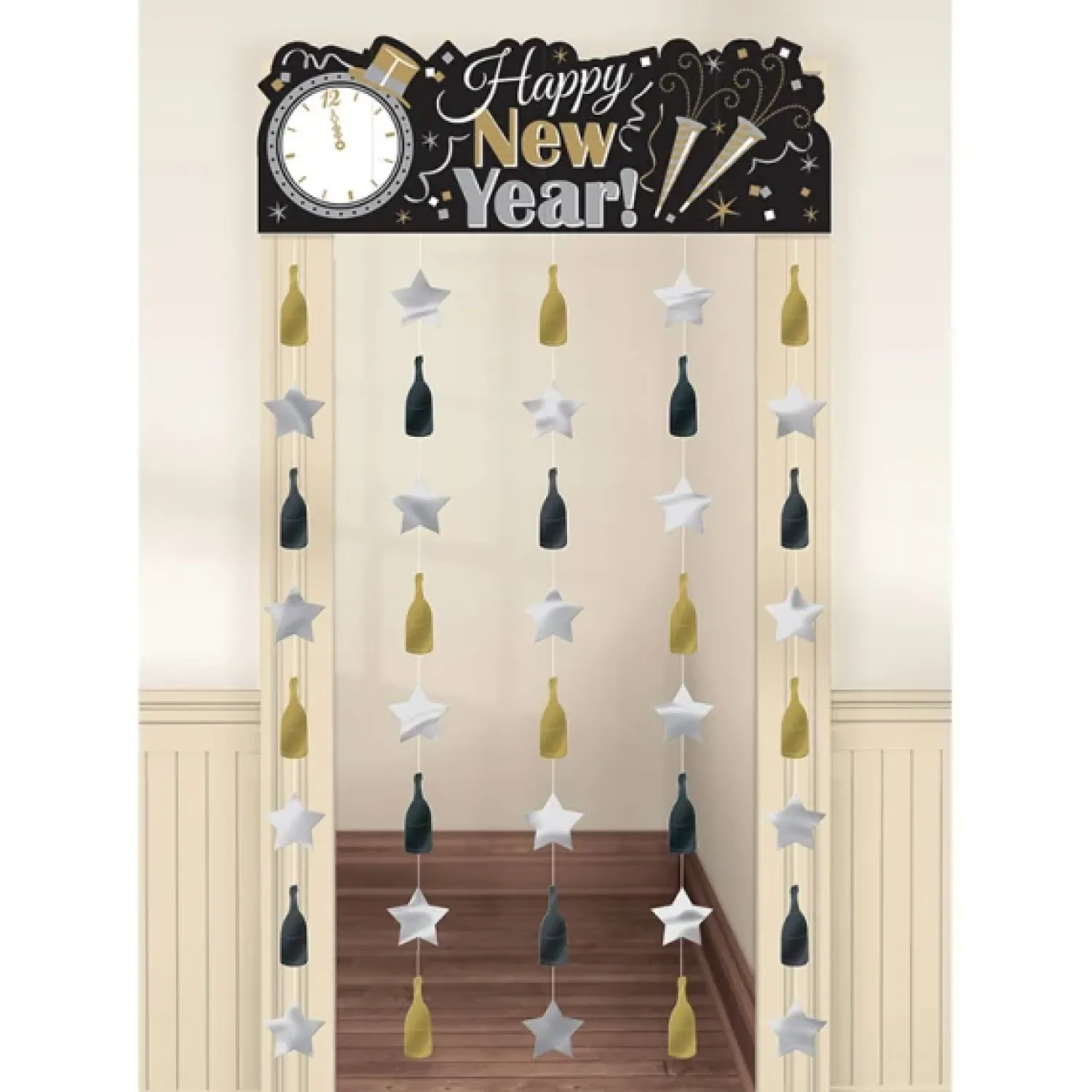 Muut Ripustettavat Koristeet|Lamee- Ja Oviverhot>IV Beck / Amscan Europe GmbH, Dettinger Str. 148, 73230 Kirchheim/Teck, Germany, www.amscan-europe.com Oviverho Happy New Year 195 x 99 cm