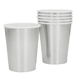 Värikattaus|Lasit Ja Mukit>Boland Party Partners, P. O. Box 518, AK ALPHEN A/D RIJN, https://boland.eu Pahvimuki hopeanvärinen 250 ml 6 kpl/pkt