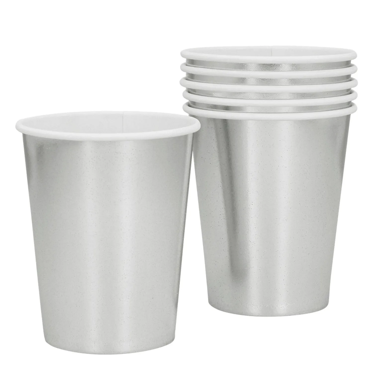 Värikattaus|Lasit Ja Mukit>Boland Party Partners, P. O. Box 518, AK ALPHEN A/D RIJN, https://boland.eu Pahvimuki hopeanvärinen 250 ml 6 kpl/pkt
