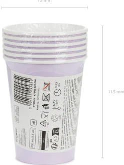 Värikattaus|Lasit Ja Mukit>PartyDeco sp. z o.o. sp. k., ul. Kolumba 1, 70-035 Szczecin, www.partydeco.com Pahvimuki laventeli, 250 ml 6 kpl/pkt