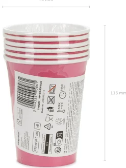 Värikattaus|Lasit Ja Mukit>PartyDeco sp. z o.o. sp. k., ul. Kolumba 1, 70-035 Szczecin, www.partydeco.com Pahvimuki pinkki, 250 ml 6 kpl/pkt