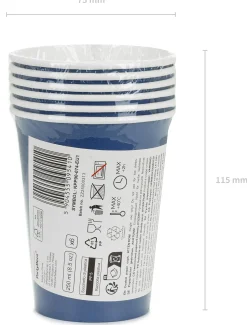 Värikattaus|Lasit Ja Mukit>PartyDeco sp. z o.o. sp. k., ul. Kolumba 1, 70-035 Szczecin, www.partydeco.com Pahvimuki sininen, 250 ml 6 kpl/pkt