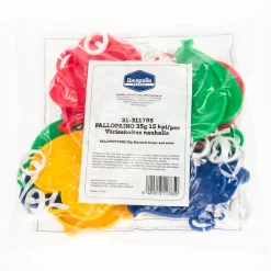 Ilmapallotarvikkeet|Pallopainot>Ilmapallokeskus Balloon Center Oy Part of Toyrock Group, Tiilipojanlenkki 9, 01720 VANTAA, www.ilmapallokeskus.fi Pallopaino 35 g, värisekoitus nauhalla, 15 kpl/pss