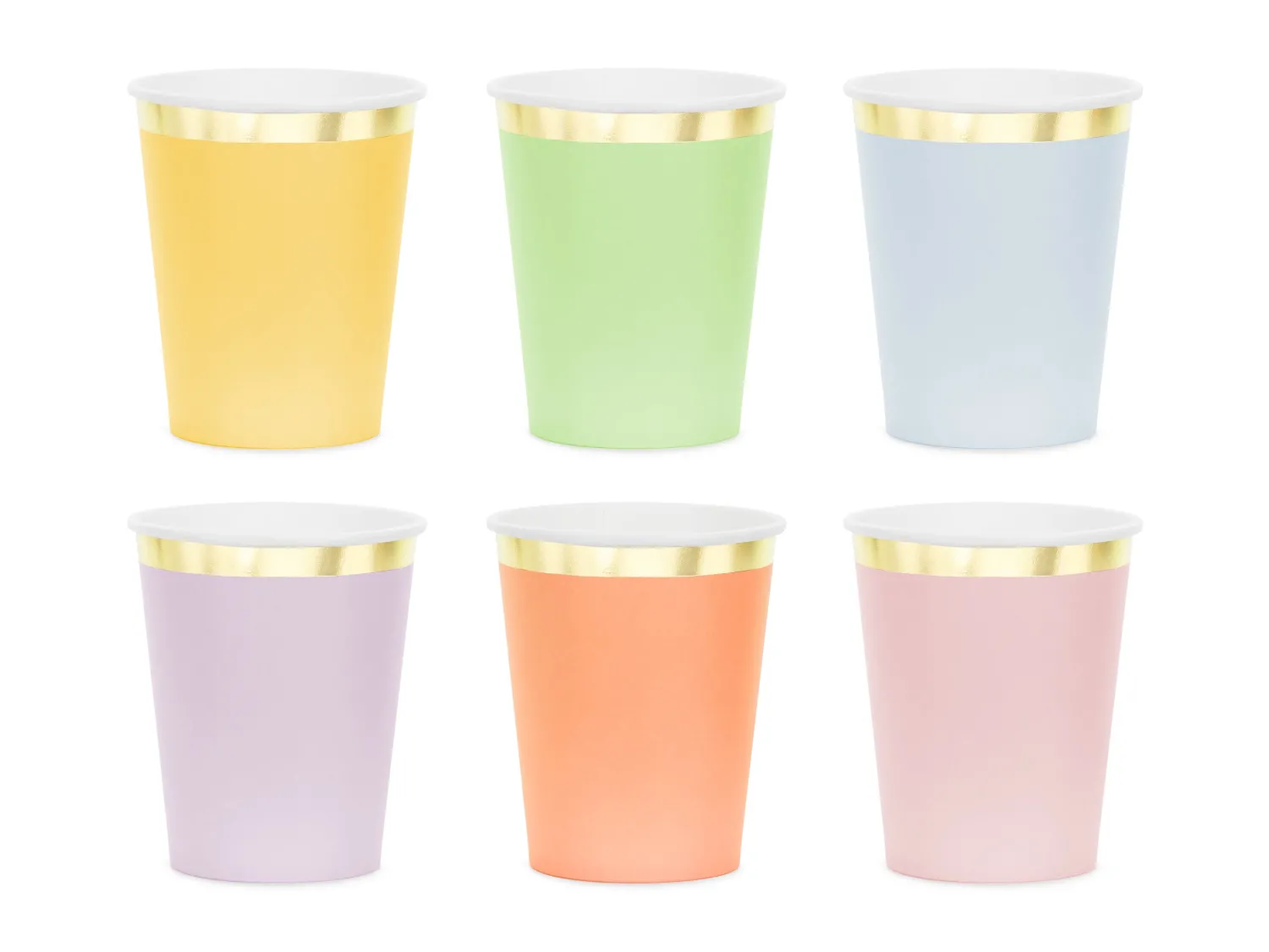 Värikattaus|Lasit Ja Mukit>PartyDeco sp. z o.o. sp. k., ul. Kolumba 1, 70-035 Szczecin, www.partydeco.com Pastelli pahvimuki värilajitelma, 6 kpl/pkt