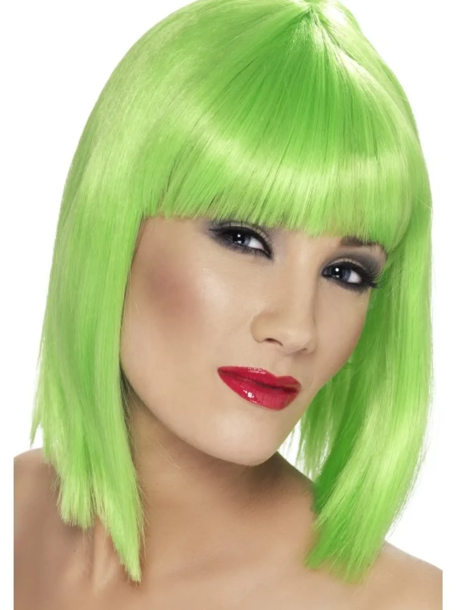 Muut Asusteet|Peruukit>Smiffys II Ltd., New Lane, Leeds, LS11 5DZ United Kingdom, www.smiffys.com Peruukki Glam neon vihreä otsahiuksilla