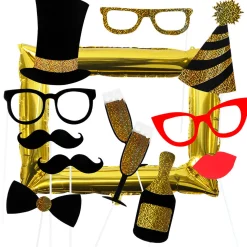 Photo Booth-Tarvikkeet|Muut Juhlatarvikkeet>Boland Party Partners, P. O. Box 518, AK ALPHEN A/D RIJN, https://boland.eu Photo Booth tarvikkeet, 12 kpl/pkt ja foliopallo valokuvakehys