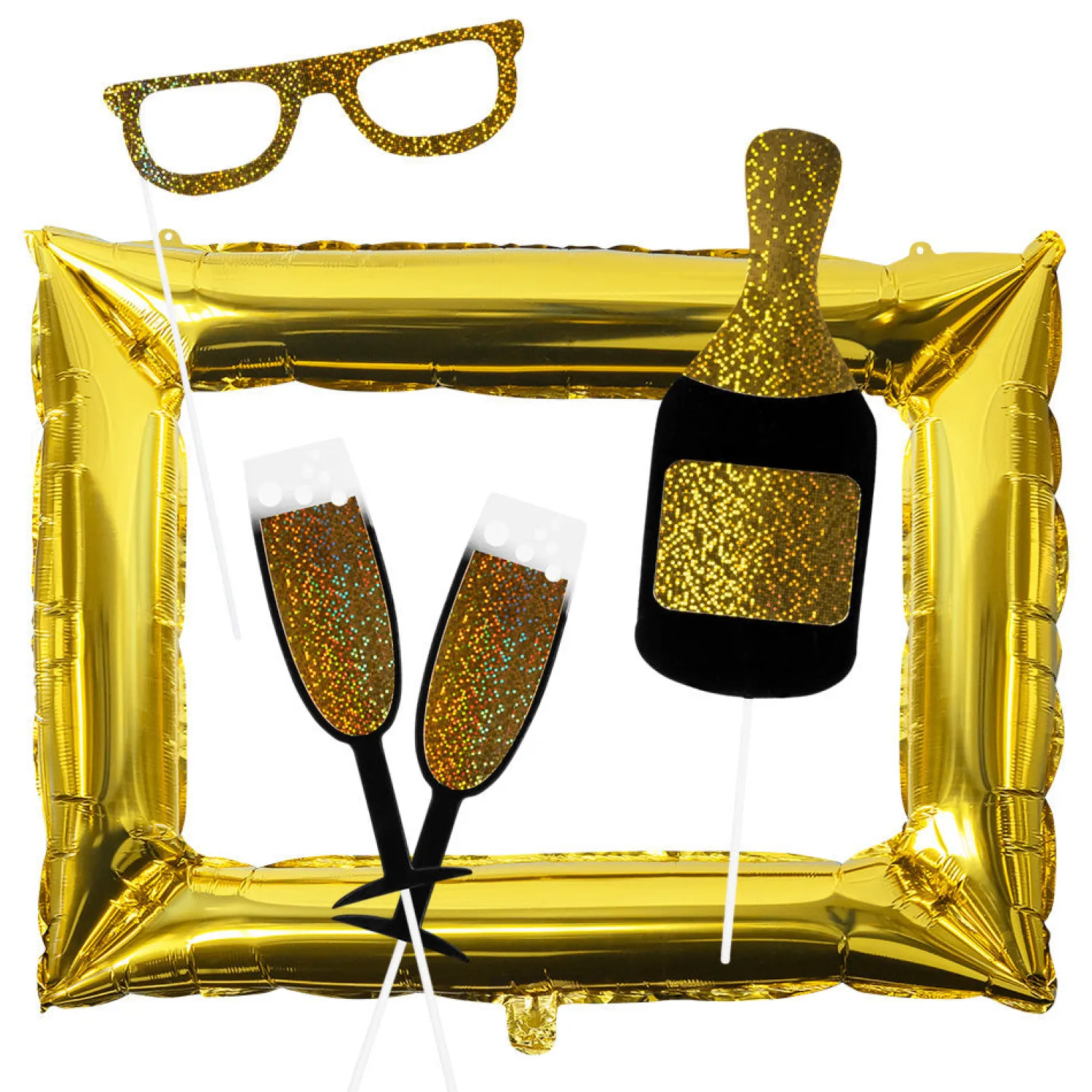 Photo Booth-Tarvikkeet|Muut Juhlatarvikkeet>Boland Party Partners, P. O. Box 518, AK ALPHEN A/D RIJN, https://boland.eu Photo Booth tarvikkeet, 12 kpl/pkt ja foliopallo valokuvakehys