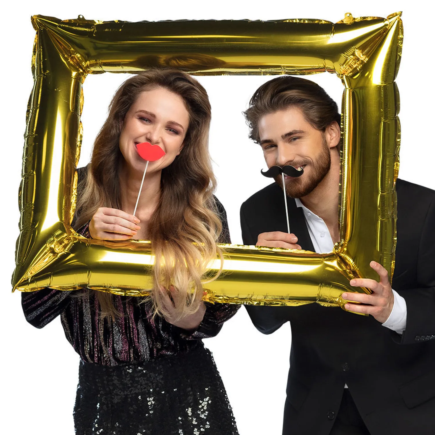 Photo Booth-Tarvikkeet|Muut Juhlatarvikkeet>Boland Party Partners, P. O. Box 518, AK ALPHEN A/D RIJN, https://boland.eu Photo Booth tarvikkeet, 12 kpl/pkt ja foliopallo valokuvakehys