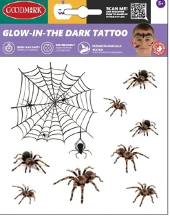 Halloween|Kasvotimantit Ja Siirtotatuoinnit>Goodmark Europe NV, Industrielaan 15, 8520 Kuurne, www.goodmarkgroup.com Pimeässä hohtava hämähäkki siirtokuva