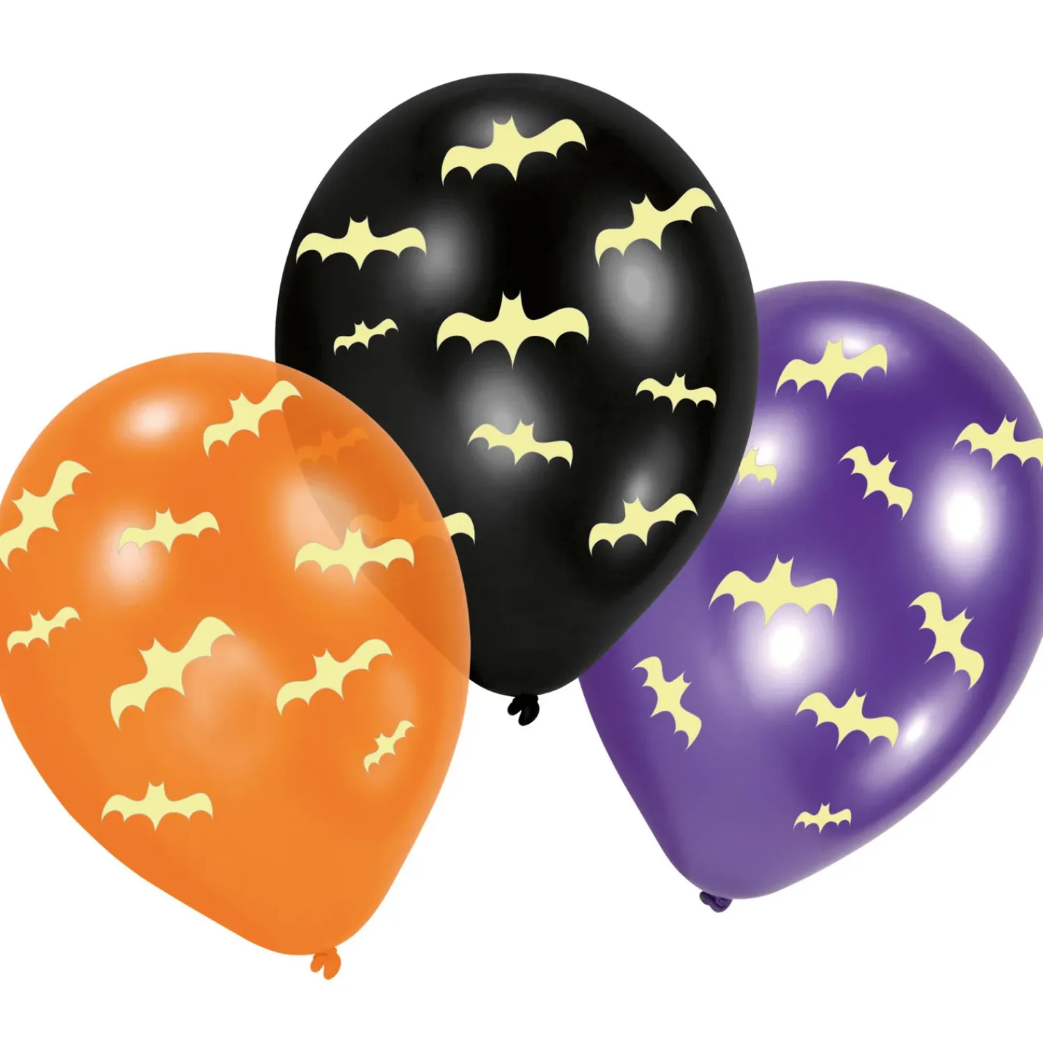 Halloween>IV Beck / Amscan Europe GmbH, Dettinger Str. 148, 73230 Kirchheim/Teck, Germany, www.amscan-europe.com Pimeässä hohtava lepakko ilmapallo 28 cm 6 kpl/pkt