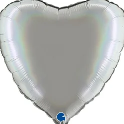 Yksiväriset Ilmapallot>Grabo Intl Srl, Via del Lavoro 33, 47853 CORIANO, ITALY, www.graboballoons.com Platina sateenkaaren värssä kuultava sydän foliopallo
