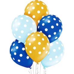 Painetut Ja Kuvioidut Ilmapallot>Belbal sp.zo.o, ul.Skarszewska 1, 83 - 110 Tczew, www.belbal.com Polkadots ilmapallo 30 cm sinisen ja kullansävyt 6 kpl/pkt