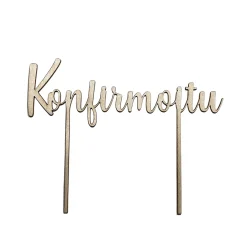 Leivontakoristeet|Muut Juhlatarvikkeet>Confetti Oy, Moukarikuja 4 C 1, 4300 TUUSULA, www.confetti.fi Puinen kakunkoriste, Konfirmoitu II