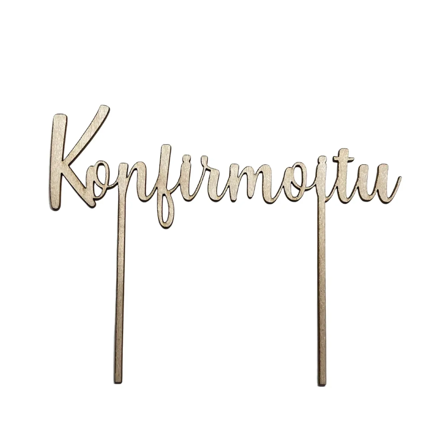 Leivontakoristeet|Muut Juhlatarvikkeet>Confetti Oy, Moukarikuja 4 C 1, 4300 TUUSULA, www.confetti.fi Puinen kakunkoriste, Konfirmoitu II
