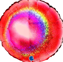 Yksiväriset Ilmapallot>Grabo Intl Srl, Via del Lavoro 33, 47853 CORIANO, ITALY, www.graboballoons.com Punainen hologrammi pyöreä foliopallo