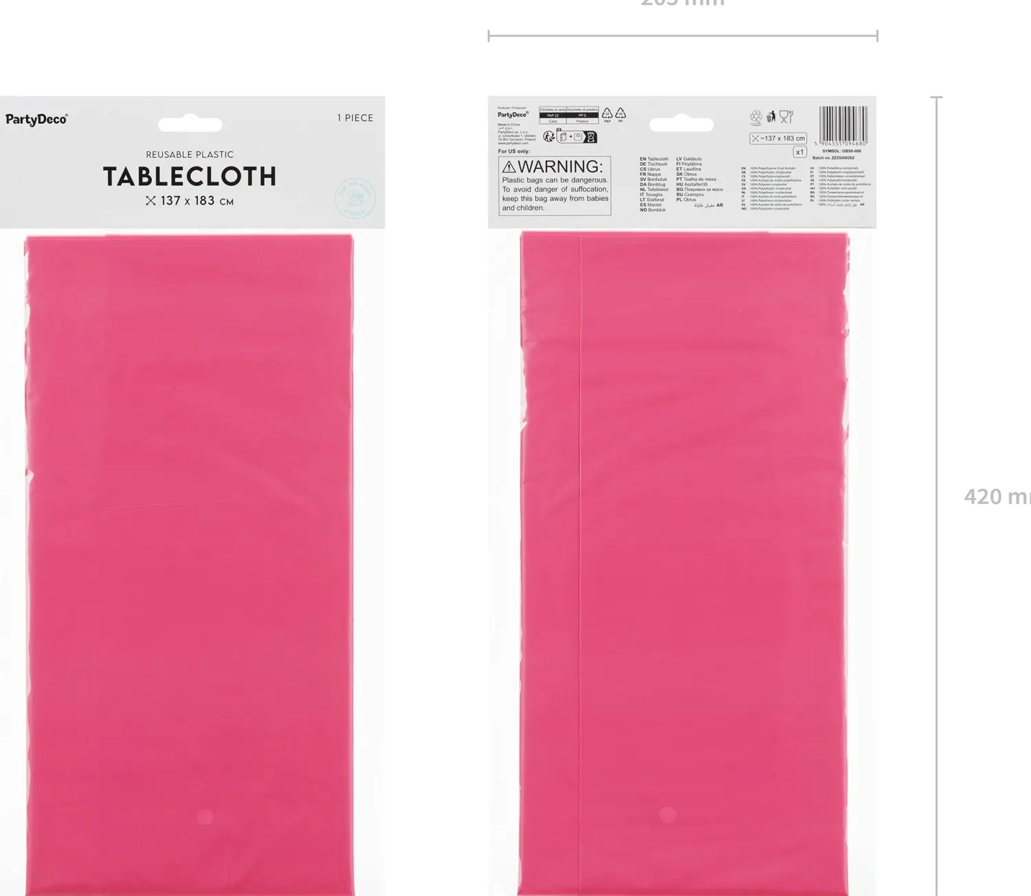 Värikattaus|Kaita- Ja Pöytäliinat>Juhlamaailma Pöytäliina pinkki, 137 x 183 cm