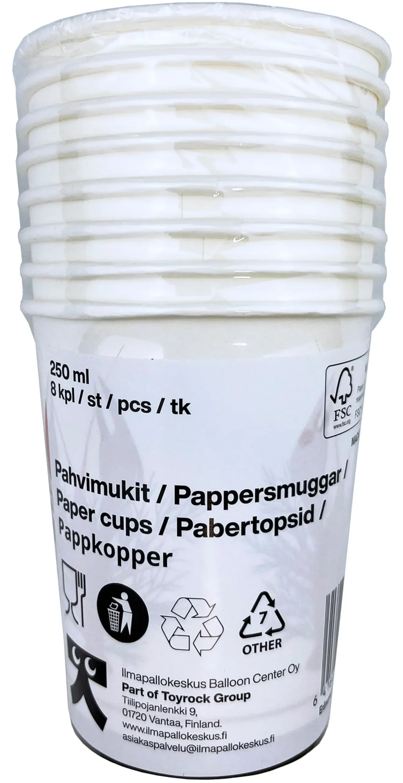 Rapujuhlat|Lasit Ja Mukit>Ilmapallokeskus Balloon Center Oy Part of Toyrock Group, Tiilipojanlenkki 9, 01720 VANTAA, www.ilmapallokeskus.fi Rapu pahvimuki 8 kpl/pkt