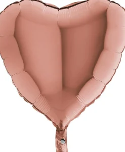 Pienet Foliopallot|Yksiväriset Foliopallot>Grabo Intl Srl, Via del Lavoro 33, 47853 CORIANO, ITALY, www.graboballoons.com Ruusukulta sydän foliopallo