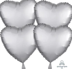 Yksiväriset Ilmapallot>Anagram International Inc, 7700 Anagram Drive, MN 55344-7307, USA, http://www.anagramballoons.com/ Satiinihopea sydän 4 kpl/pkt tavallinen foliopallo