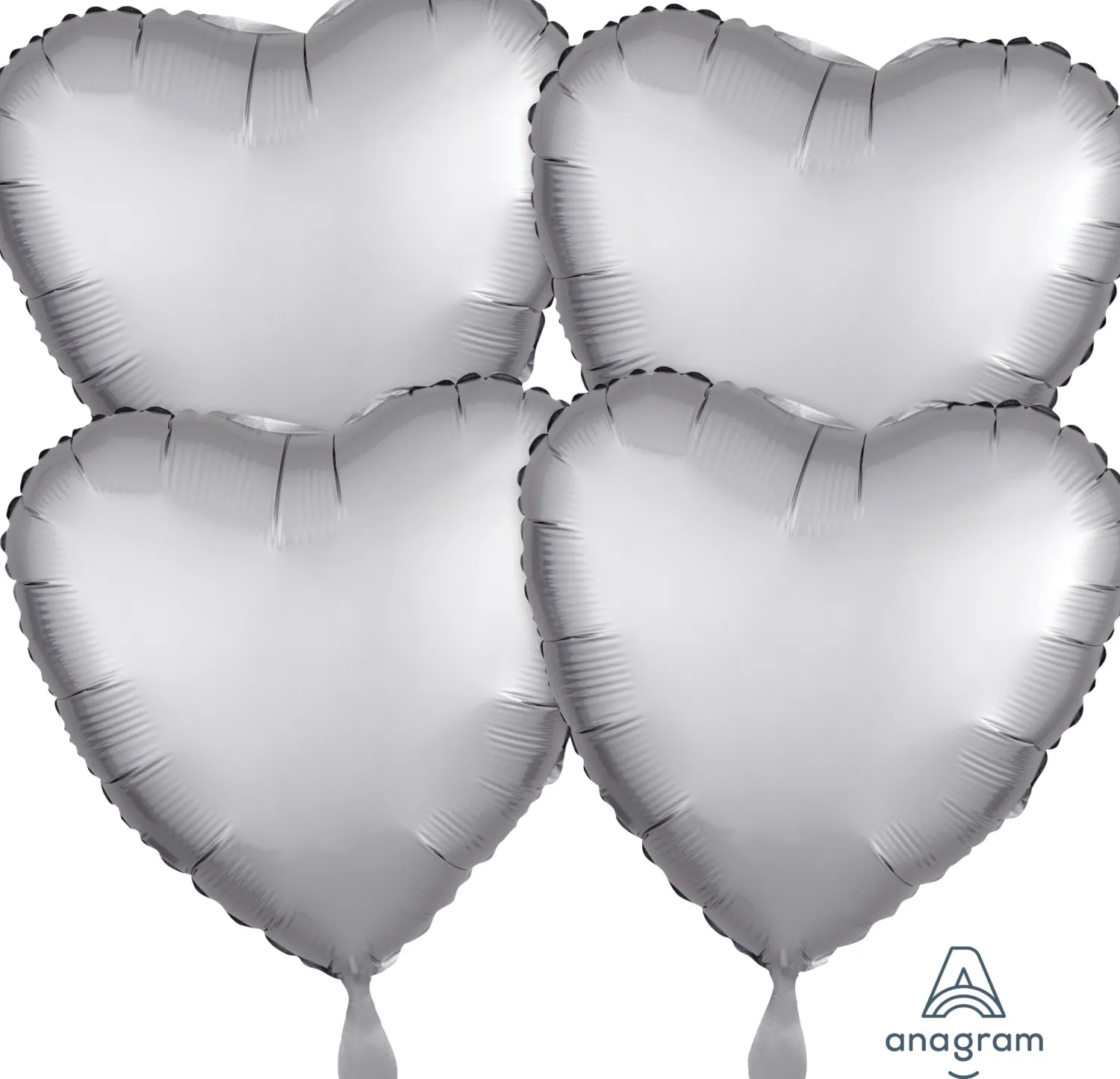 Yksiväriset Ilmapallot>Anagram International Inc, 7700 Anagram Drive, MN 55344-7307, USA, http://www.anagramballoons.com/ Satiinihopea sydän 4 kpl/pkt tavallinen foliopallo