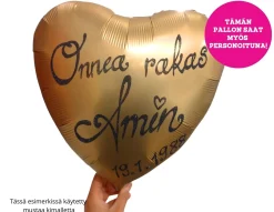Personoidut Folioilmapallot Kimallekirjoituksella|Yksiväriset Ilmapallot>Grabo Intl Srl, Via del Lavoro 33, 47853 CORIANO, ITALY, www.graboballoons.com Satiinikulta sydän foliopallo