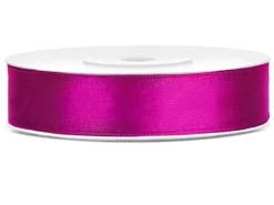 Lahjapaketointi|Satiininauhat>PartyDeco sp. z o.o. sp. k., ul. Kolumba 1, 70-035 Szczecin, www.partydeco.com Satiininauha 12mm/25m, fuksia