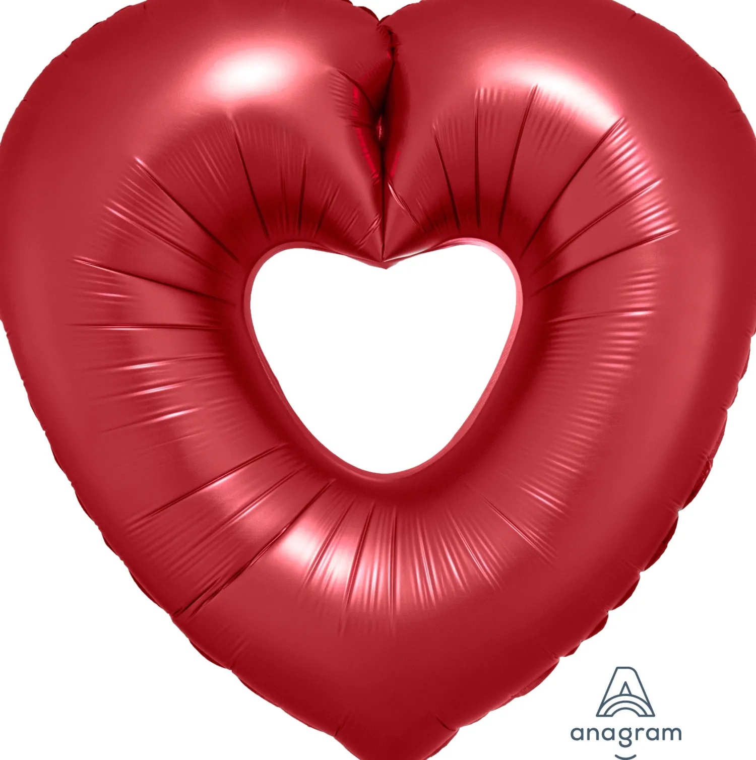 Muotofoliopallot>Anagram International Inc, 7700 Anagram Drive, MN 55344-7307, USA, http://www.anagramballoons.com/ Satiinisydän punainen muotofoliopallo