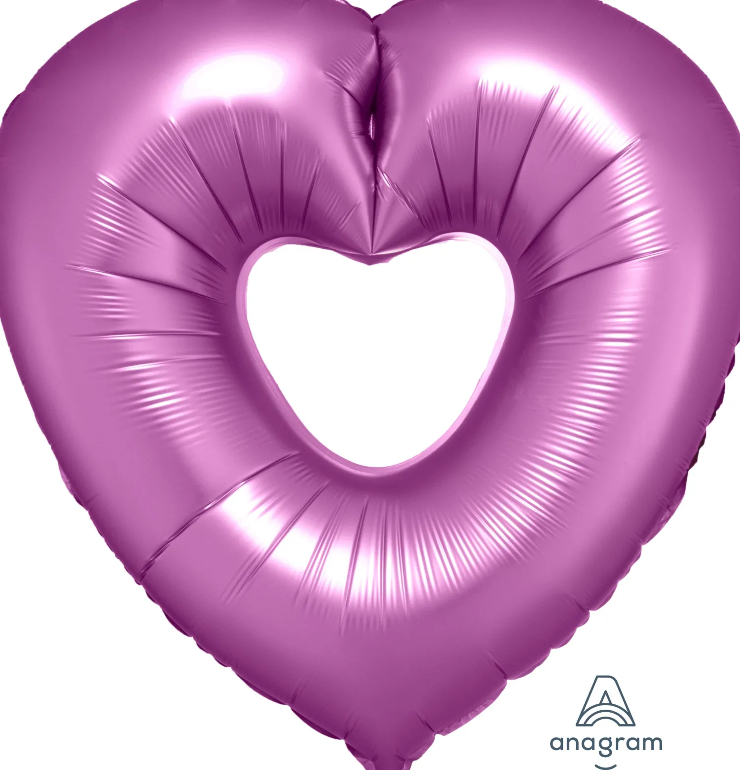 Muotofoliopallot>Anagram International Inc, 7700 Anagram Drive, MN 55344-7307, USA, http://www.anagramballoons.com/ Satiinisydän vaaleanpunainen muotofoliopallo