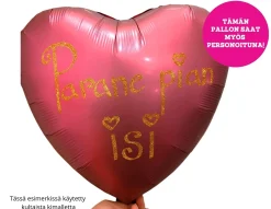 Personoidut Folioilmapallot Kimallekirjoituksella|Yksiväriset Ilmapallot>Grabo Intl Srl, Via del Lavoro 33, 47853 CORIANO, ITALY, www.graboballoons.com Satiinitummanpunainen sydän foliopallo
