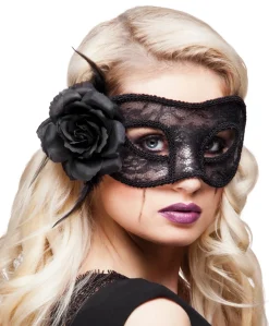 Naamarit Ja Silmikot|Halloween>Boland Party Partners, P. O. Box 518, AK ALPHEN A/D RIJN, https://boland.eu Silmikko mystinen musta ruusulla