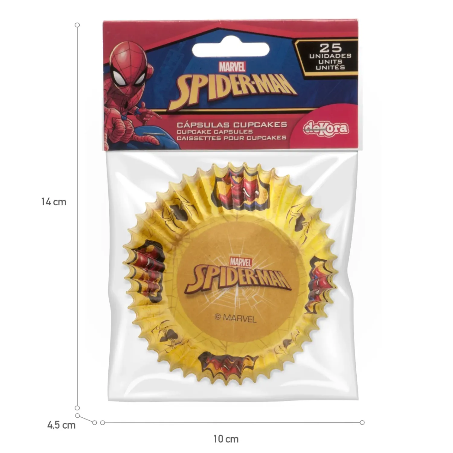 Spiderman|Muffinssivuoat Ja Kakkupaperit>Dekora Innova, SAU, PI Atalayas - C/ Florin, 30-39, 3114 Alicante, www.dekora.es Spiderman muffinssivuoka 25 kpl/pkt