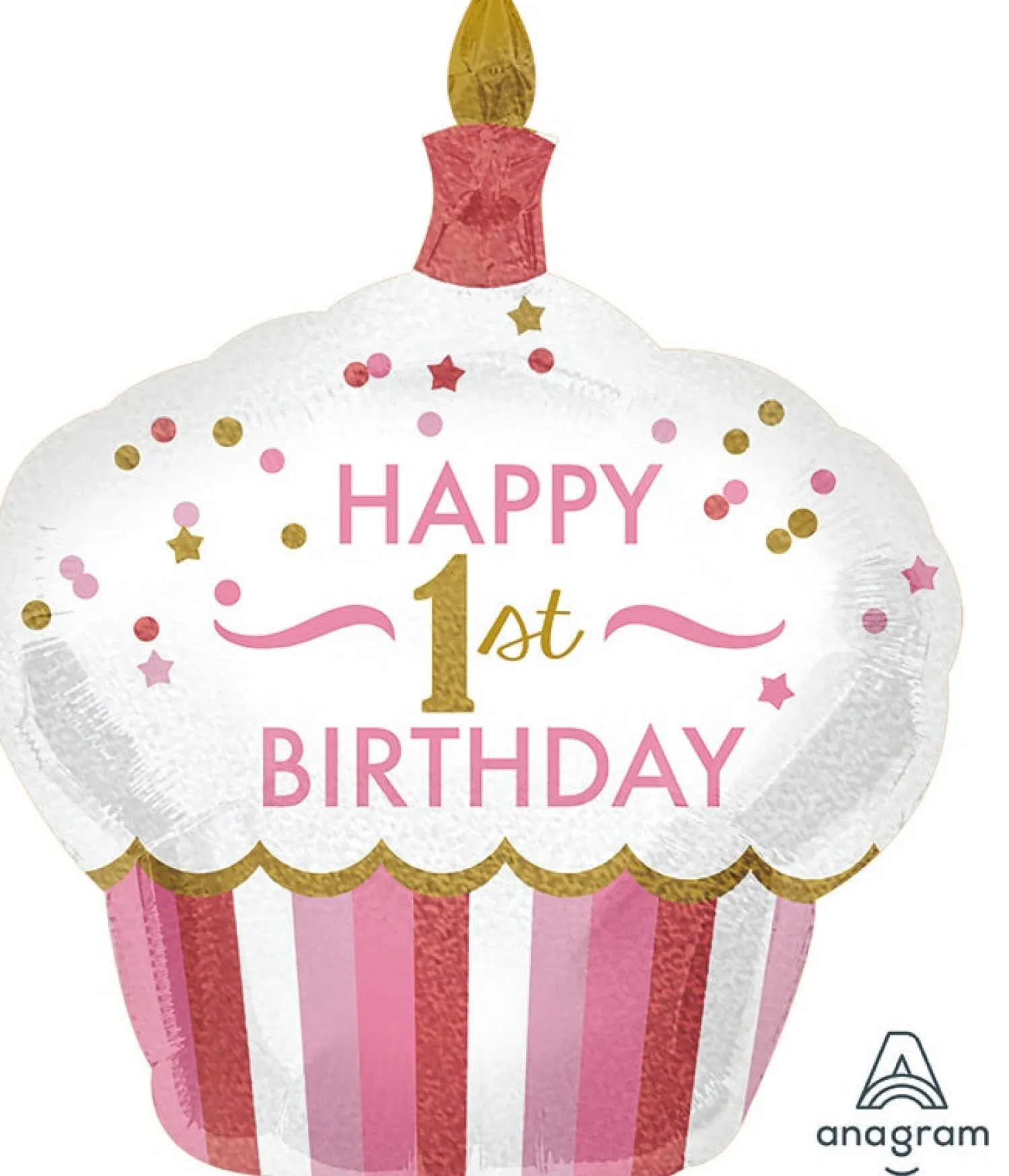 Erikoisfoliopallot>Anagram International Inc, 7700 Anagram Drive, MN 55344-7307, USA, http://www.anagramballoons.com/ 1st Birthday pinkki erikoismuotofolio