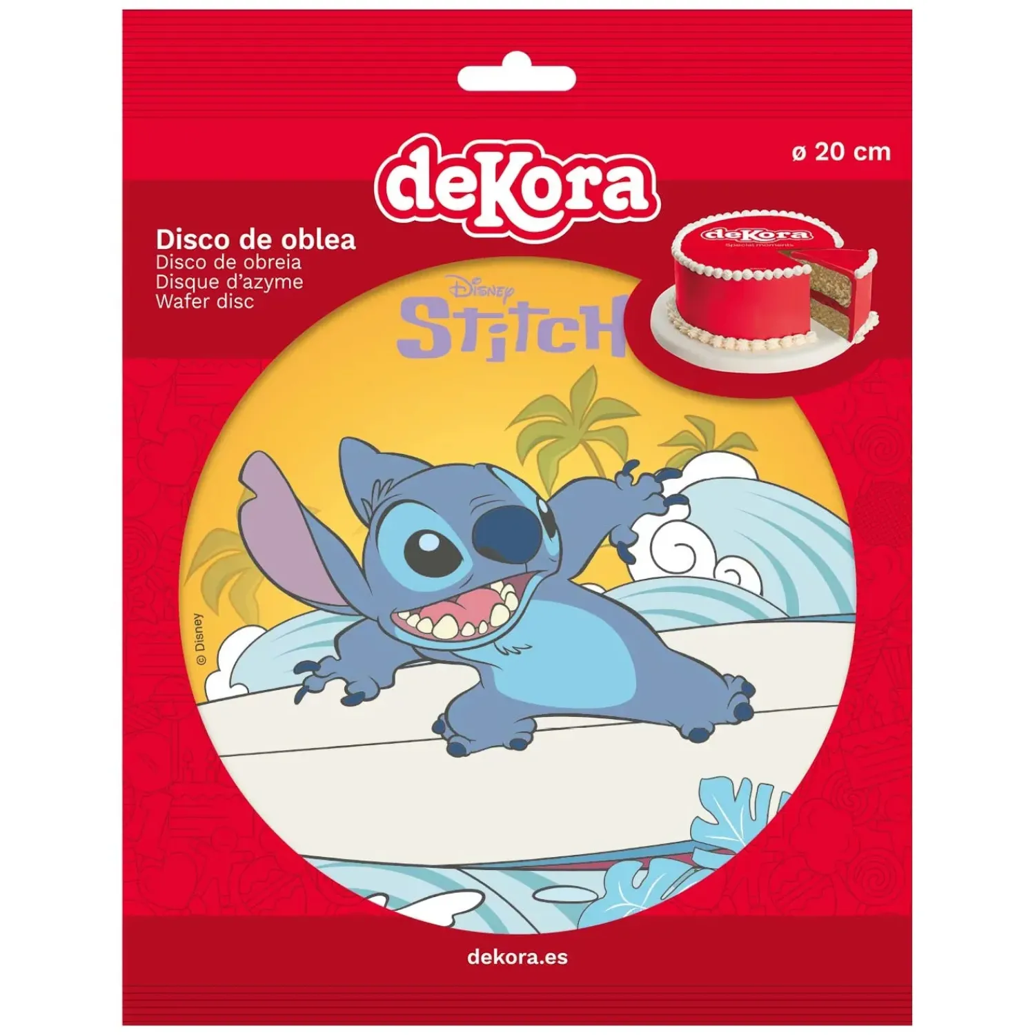 Kakkukuvat Ja Syötävät Koristetarrat|Muut Juhlatarvikkeet>Dekora Innova, SAU, PI Atalayas - C/ Florin, 30-39, 3114 Alicante, www.dekora.es Stitch syötävä kakkukuva