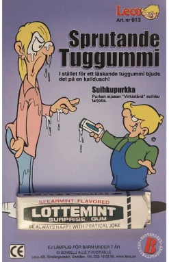 Pilailutuotteet|Muut Juhlatarvikkeet>Butterick's Leco AB, Sune Sågares Väg 4, 31038 SIMLÅNGSDALEN, www.buttericks.se Suihkupurkka