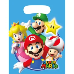 Herkkupussit, Kipot Ja Laatikot|Super Mario>IV Beck / Amscan Europe GmbH, Dettinger Str. 148, 73230 Kirchheim/Teck, Germany, www.amscan-europe.com Super Mario kaverilahjapussi 8 kpl/pkt