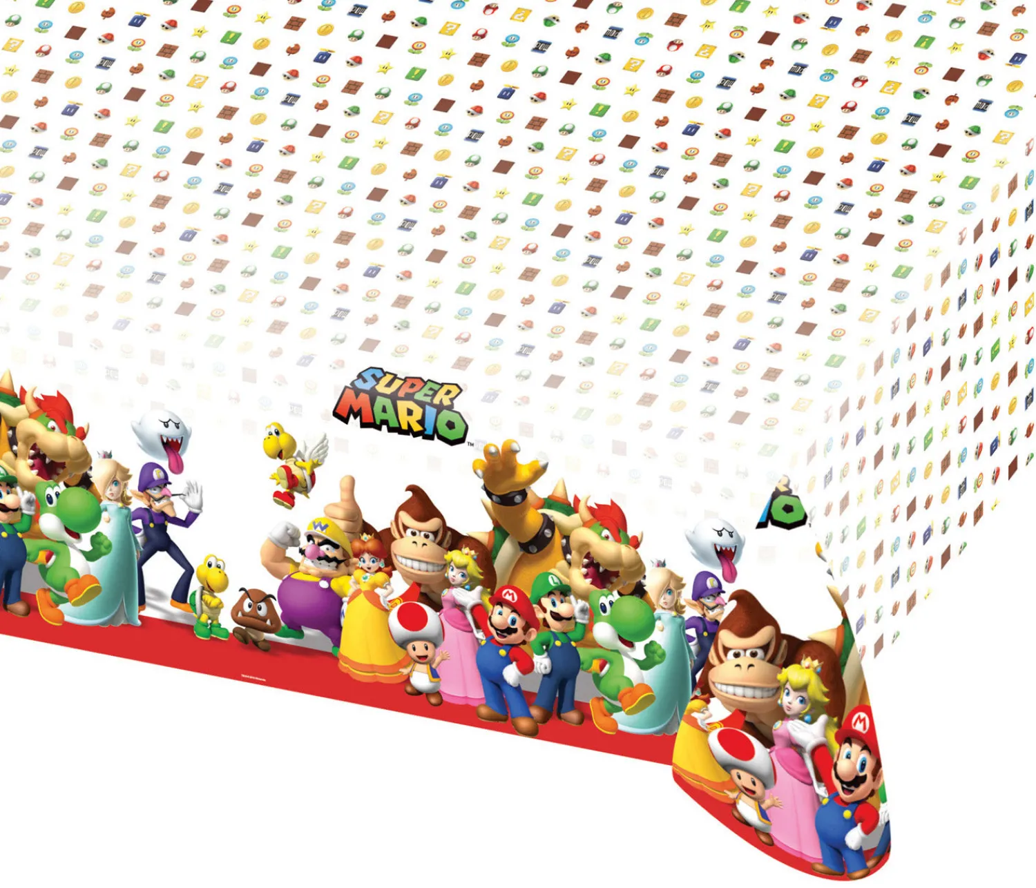 Super Mario|Kaita- Ja Pöytäliinat>IV Beck / Amscan Europe GmbH, Dettinger Str. 148, 73230 Kirchheim/Teck, Germany, www.amscan-europe.com Super Mario pöytäliina 1,2 x 1,8 m