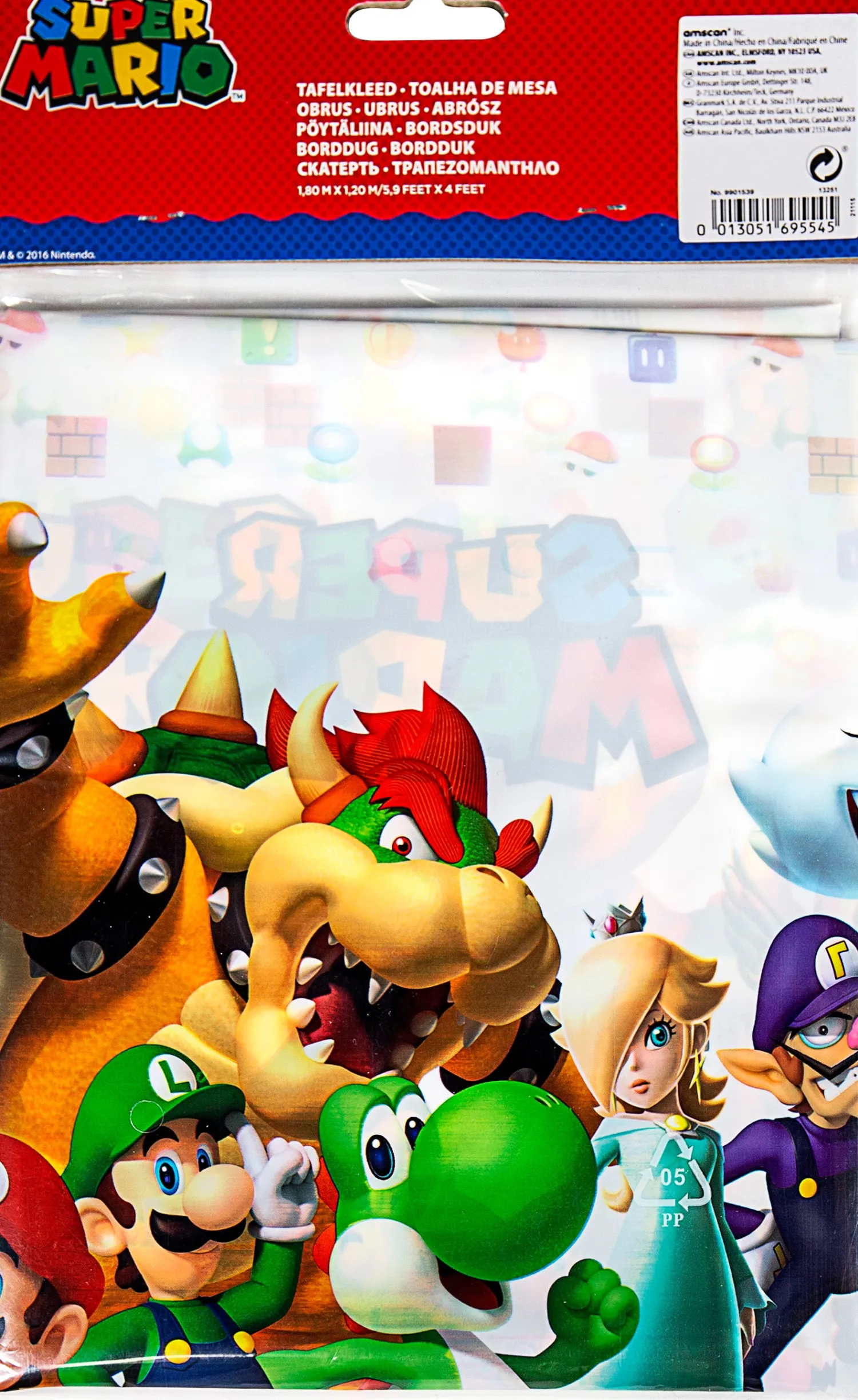 Super Mario|Kaita- Ja Pöytäliinat>IV Beck / Amscan Europe GmbH, Dettinger Str. 148, 73230 Kirchheim/Teck, Germany, www.amscan-europe.com Super Mario pöytäliina 1,2 x 1,8 m